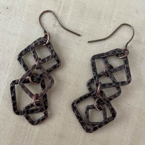 2/$29 Handmade Layered Hammered Copper Earring 2” Textured Metal Minimalist Boho
